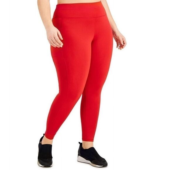 ID Ideology Women's Compression High-Waist
Side-Pocket 7/8 Length Leggings, Red - Picture 2 of 10